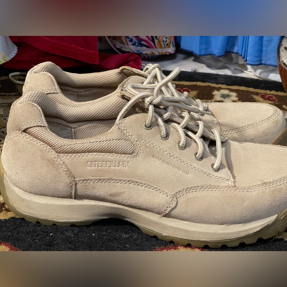 CATERPILLAR CAT TAN MENS LACE UP SNEAKERS MENS SIZE 12 WIDE EXCELLENT CONDITION